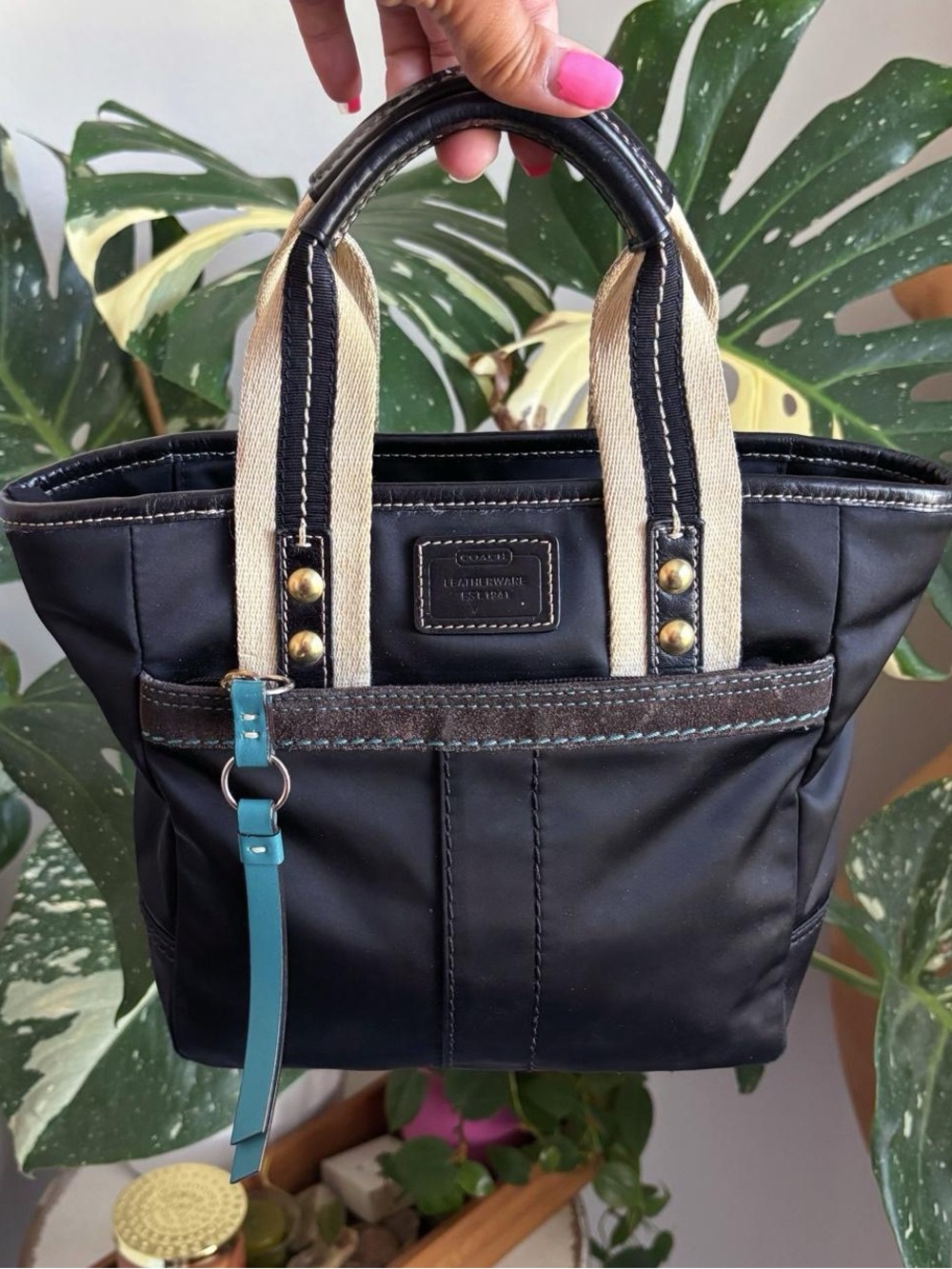Vintage 2005 Coach Hamptons Black Nylon Tote Bag Y2K